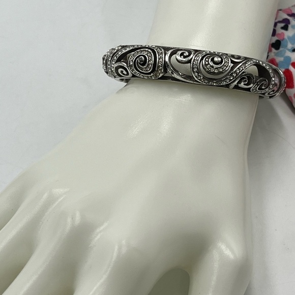 BRIGHTON Vintage ANAHITA Scrolled Crystal Hinged Bangle Bracelet Retired #476 - Picture 6 of 9